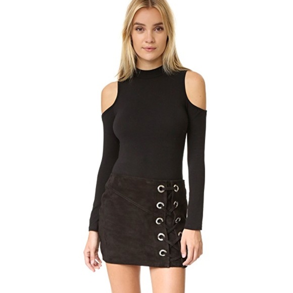 Shopbop Cold Shoulder Black Bodysuit, S - Picture 1 of 3